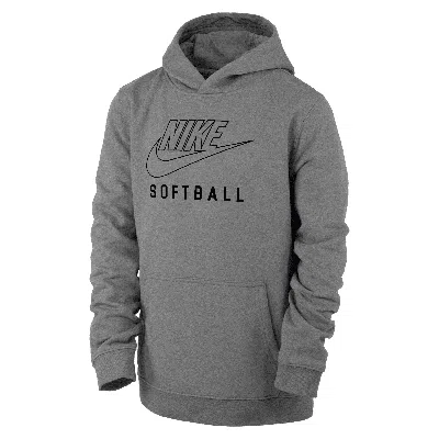 Nike Swoosh Club Fleece Big Kids' Softball Pullover Hoodie In Grey