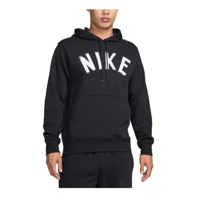 NIKE NIKE SWOOSH DRI-FIT FRENCH TERRY PULLOVER FITNESS HOODIE ASIA SIZING 'BLACK WHITE'