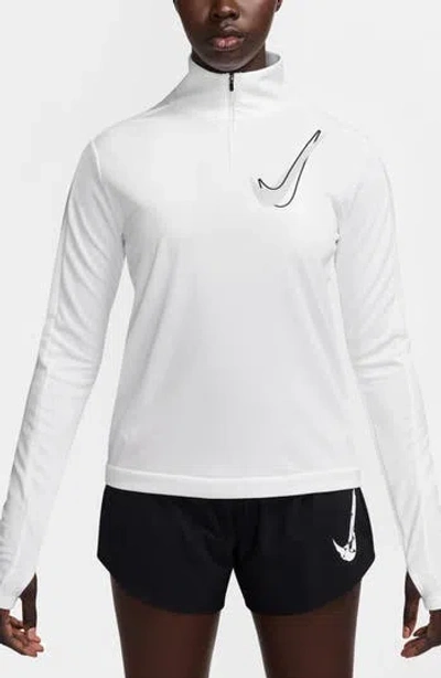 Nike Swoosh Dri-fit Half Zip Running Mid Layer In White