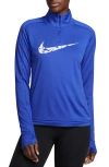 Nike Swoosh Dri-fit Quarter Zip Pullover In 405 Hyper Royal/white