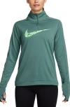 Nike Swoosh Dri-fit Quarter Zip Pullover In Bicoastal/ Vapor Green