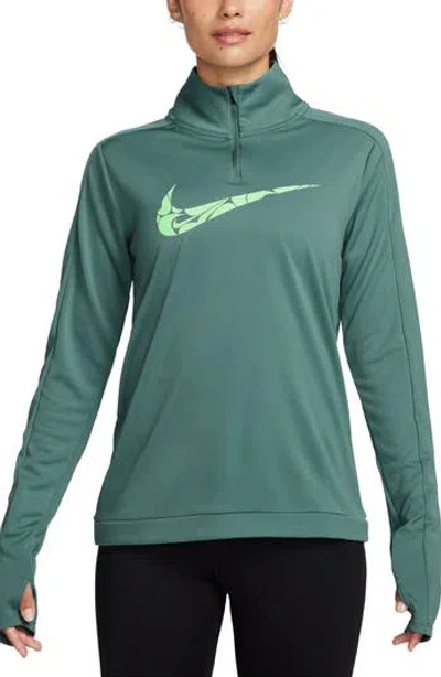 Nike Swoosh Dri-fit Quarter Zip Pullover In Bicoastal/vapor Green