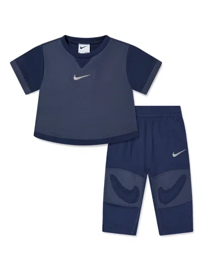 Nike Babies' Swoosh-embroidered Tracksuit In Blue