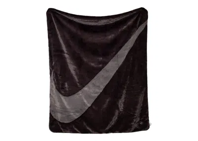 Pre-owned Nike Swoosh Faux Fur Blanket In Velvet Brown/cave Stone