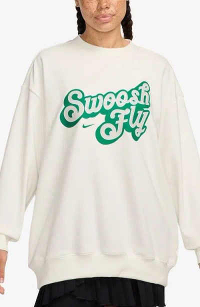 Nike Swoosh Fly Oversize Basketball Sweatshirt In White