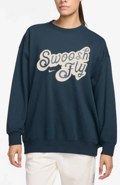 Nike Swoosh Fly Oversize Basketball Sweatshirt In Blue