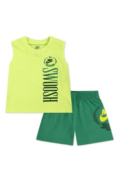 Nike Babies'  Swoosh Graphic Tank & Shorts Set In Green