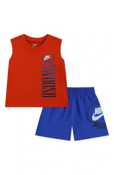 Nike Babies'  Swoosh Graphic Tank & Shorts Set In Blue