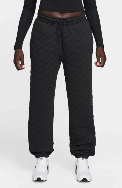 Nike Swoosh Jacquard Phoenix Fleece Joggers In Black