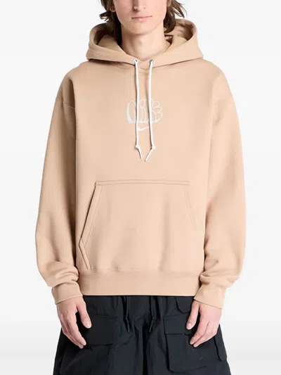 Nike Swoosh-logo Fleece Hoodie In Brown