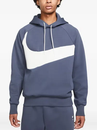 Nike Swoosh-logo Hoodie In Blue
