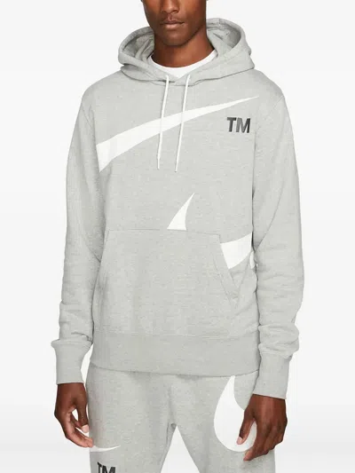 Nike Swoosh-logo Hoodie In Gray
