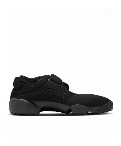 Nike Air Rift Split-toe Leather-trimmed Mesh Sneakers In Black