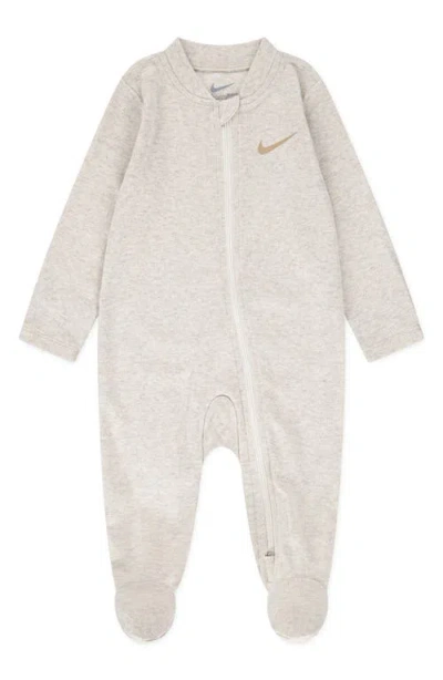Nike Babies'  Swoosh Logo Pointelle Footie In Neutral
