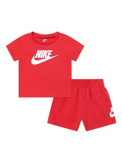 Nike Kids' Swoosh Logo-print Shorts Set In Red