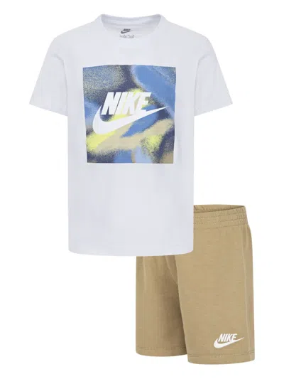 Nike Babies' Swoosh Logo-print Shorts Set In White