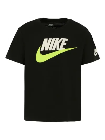 Nike Kids' Swoosh Logo-print T-shirt In Black