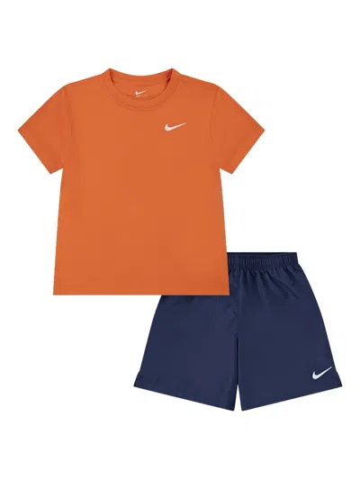 Nike Kids' Swoosh Logo Shorts In Orange