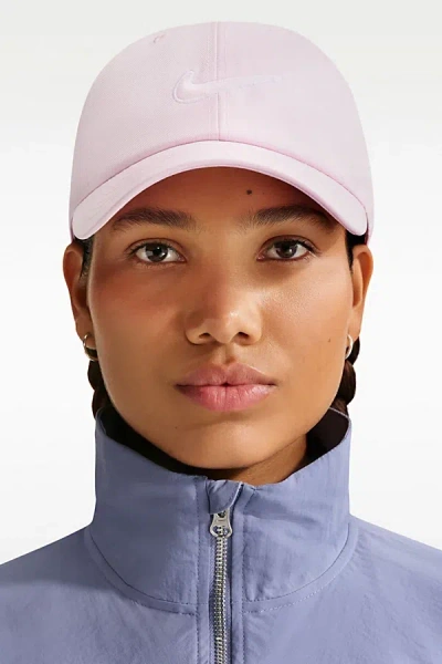 Nike Swoosh Logo Unstructured Hat In Pink Foam, Women's At Urban Outfitters In White
