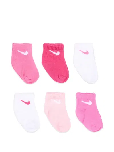 Nike Babies' Swoosh Logo-knit Socks In Pink