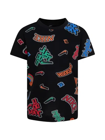 Nike Kids' Swoosh Logo-print T-shirt In Black
