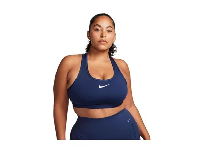 Nike Swoosh Medium Support Bra In Blue