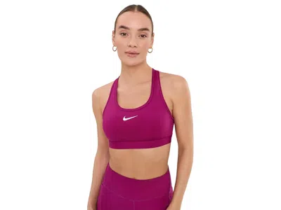 Nike Swoosh Medium Support Bra Women's Bra True Berry/white: Lg, Mesh/polyester/spandex In Purple