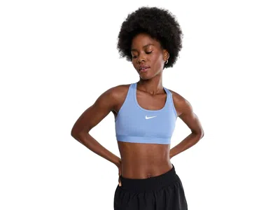 Nike Swoosh Medium Support Bra Women's Bra Work Blue/white: Lg, Mesh/polyester/spandex