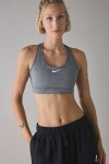 Nike Swoosh Medium Support Sports Bra In Smoke Grey, Women's At Urban Outfitters In Gray
