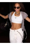 Nike Swoosh Medium Support Sports Bra In White, Women's At Urban Outfitters