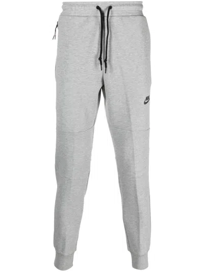 Nike Swoosh Mélange-effect Track Pants In Gray