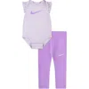 Nike Swoosh Motion Bodysuit & Leggings Set In Purple