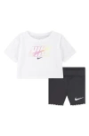Nike Babies'  Swoosh Motion Shirt & Bike Shorts Set In Dark Smoke Grey