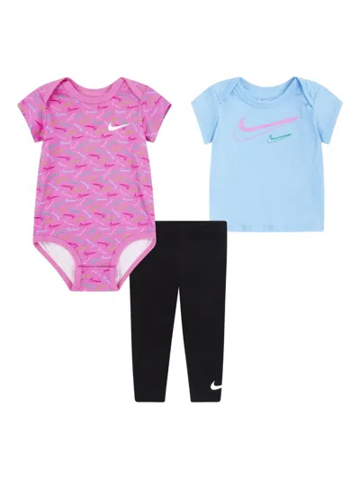 Nike Swoosh-print Babygrow Set In Multi