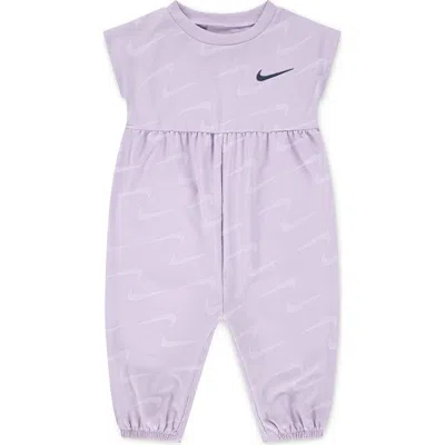 Nike Babies'  Swoosh Print Romper In Doll
