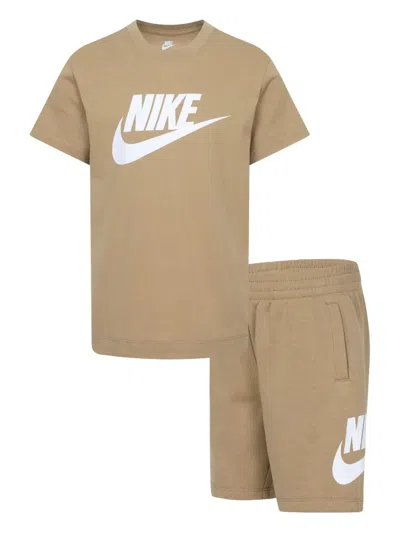 Nike Kids' Swoosh-print Shorts (set Of Two) In Brown