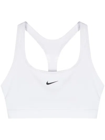 Nike Swoosh-print Sports Bra In White