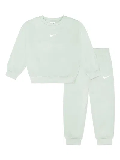 Nike Kids' Swoosh-print Tracksuit Set In Grey
