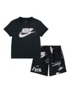 Nike Swoosh-printed Shorts Set In Black