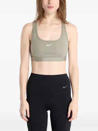 Nike Swoosh Racerback Sports Bra In Gray