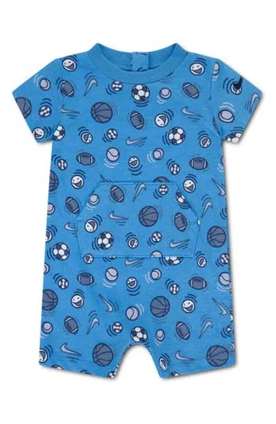 Nike Babies'  Swoosh Sportball Romper In Blue