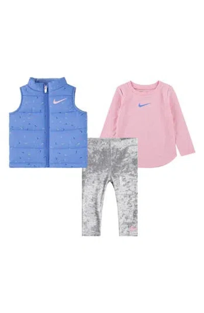 Nike Swoosh Vest, Long Sleeve T-shirt & Leggings Set (baby)<br /> In Light Smoke Grey