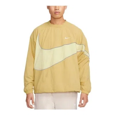 Nike Swoosh Woven Sweater 'yellow White' In Green