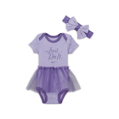 Nike Swooshfetti Baby 2-piece Tutu Bodysuit Boxed Set In Purple