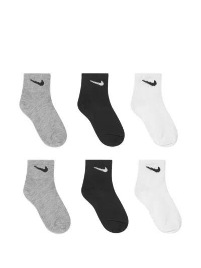 Nike Kids' Swoosh-logo Ankle Socks Set ( Set Of Three) In Multi