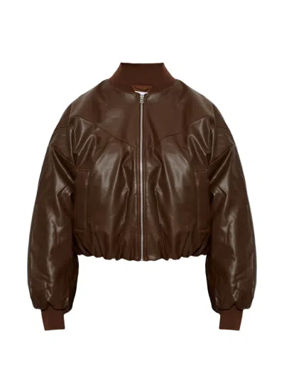 Nike Swoosh-logo Bomber Jacket In Brown