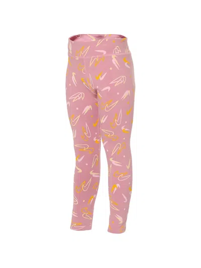 Nike Kids' Swoosh-print Leggings In Pink