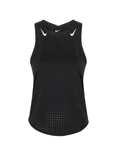 Nike Swoosh-print Perforated Tank Top In Black