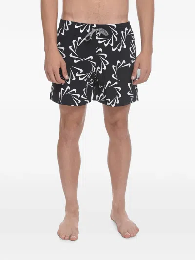 Nike Swoosh-print Swim Shorts In Black