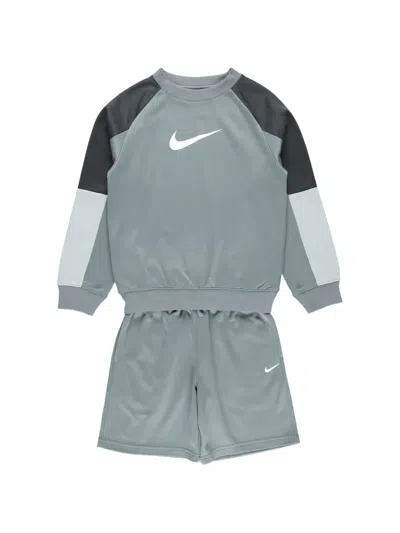 Nike Kids' Swoosh-print Tracksuit In Gray